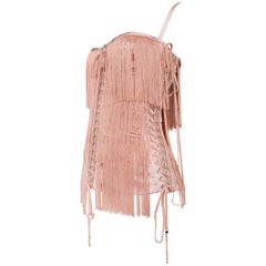 Dolce & Gabbana Pink Fringe & Lace Up Corset Bustier Top 2003