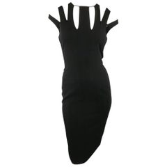 AKRIS Size 6 Black Zip Slit Cutout Shoulder Sleeveless Sheath Dress