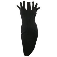 AKRIS Size 6 Black Zip Slit Cutout Shoulder Sleeveless Sheath Dress 11
