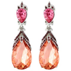 Oscar de la Renta Peach Crystal Earrings