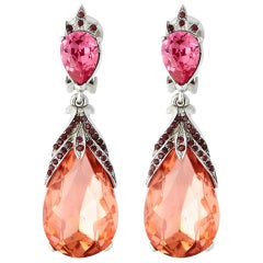 Oscar de la Renta Peach Crystal Earrings 