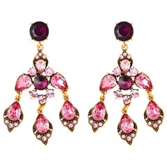 Oscar de a Renta Pink Chandelier Earrings