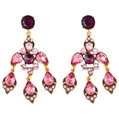 Oscar de a Renta Pink Chandelier Earrings 