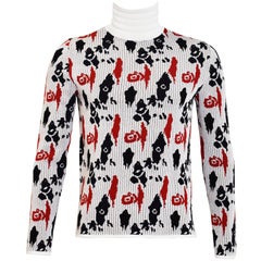 J.W. Anderson White, Red and Blue Abstract Pattern Knitted Turtleneck Jumper