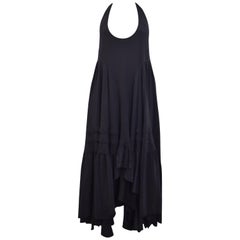 Balenciaga Black Silk Halter Neck Ruffle Dress