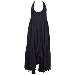 Balenciaga Black Silk Halter Neck Ruffle Dress 12