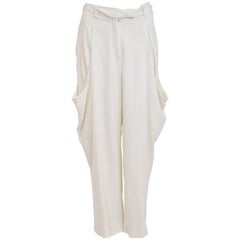 Margiela White Cropped Trousers with Oversize Side Pockets Iconic White Label