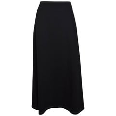Y’s By Yohji Yamamoto Black A-Line Skirt with Contrast White Stitching and Pocke