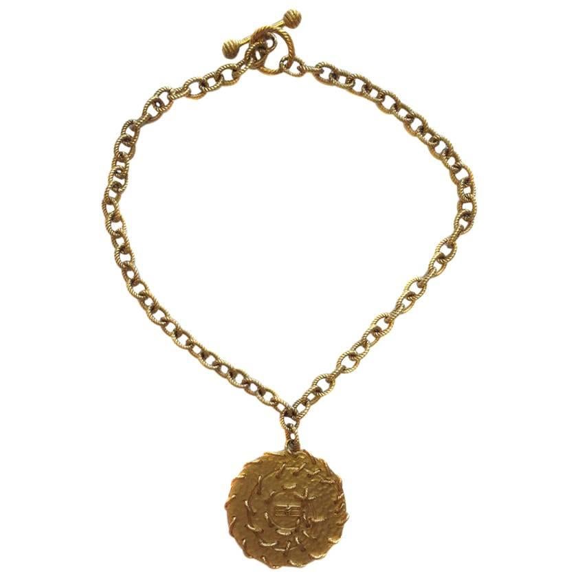 BALENCIAGA Pendant Necklace in Gilded Metal