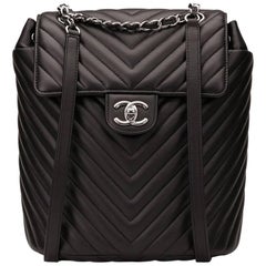 2016 Chanel Black Chevron Quilted Calfskin Small Urban Spirit Backpack