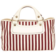Celine White Striped Canvas Boogie 4