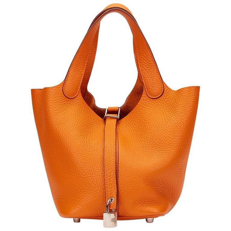 2012 Hermes Orange Clemence Leather Picotin PM at 1stDibs