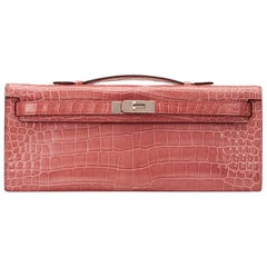 Hermès Kelly Cut Pochette 5P Bubblegum Pink Matte Porosus Crocodile Go