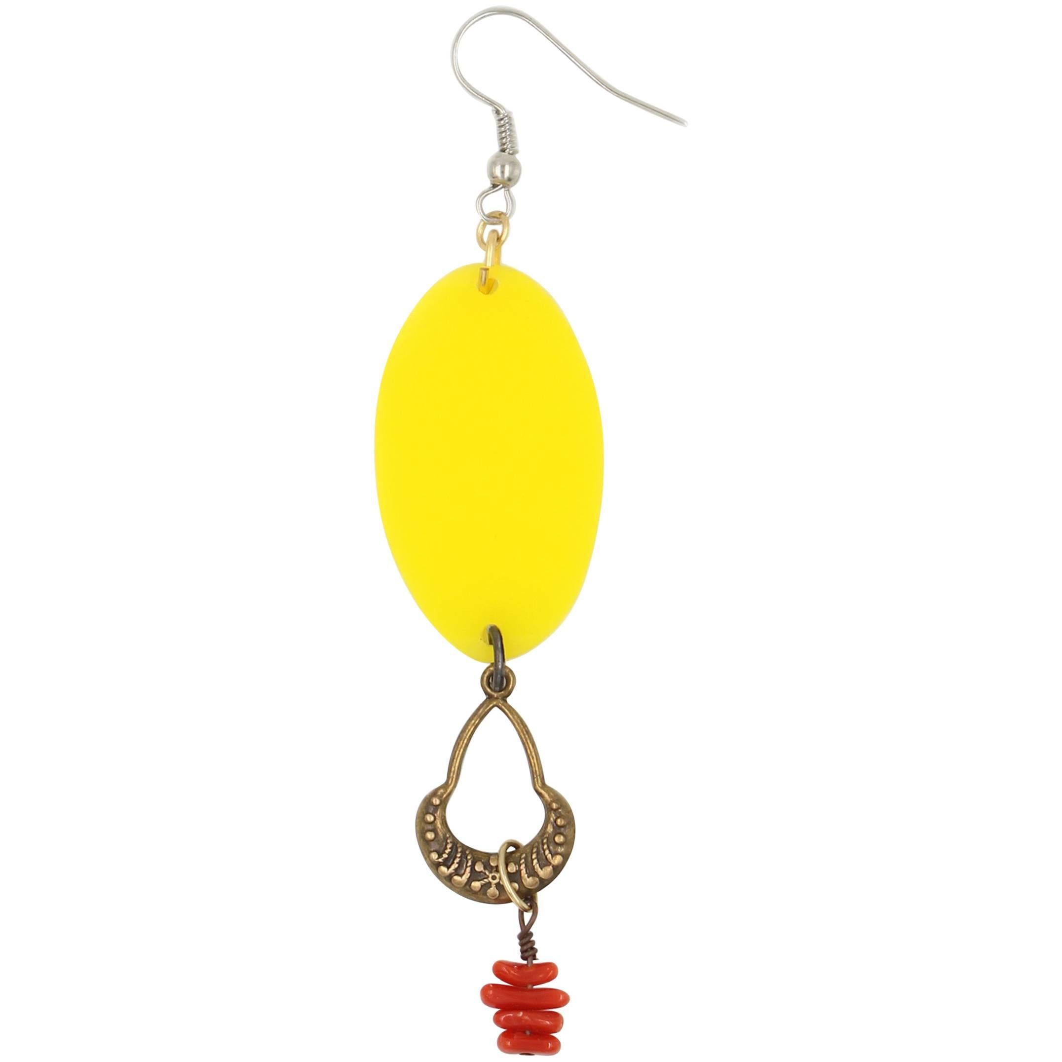 Yellow Oval Earring