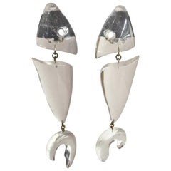 Acrylic Lucite Luminous Dangle Drop 3-Pc Herring Fish Clip on Earrings