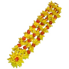Masterwork Christian Dior GERMANY 1967 Anemone Brilliant Orange Yellow Bracelet