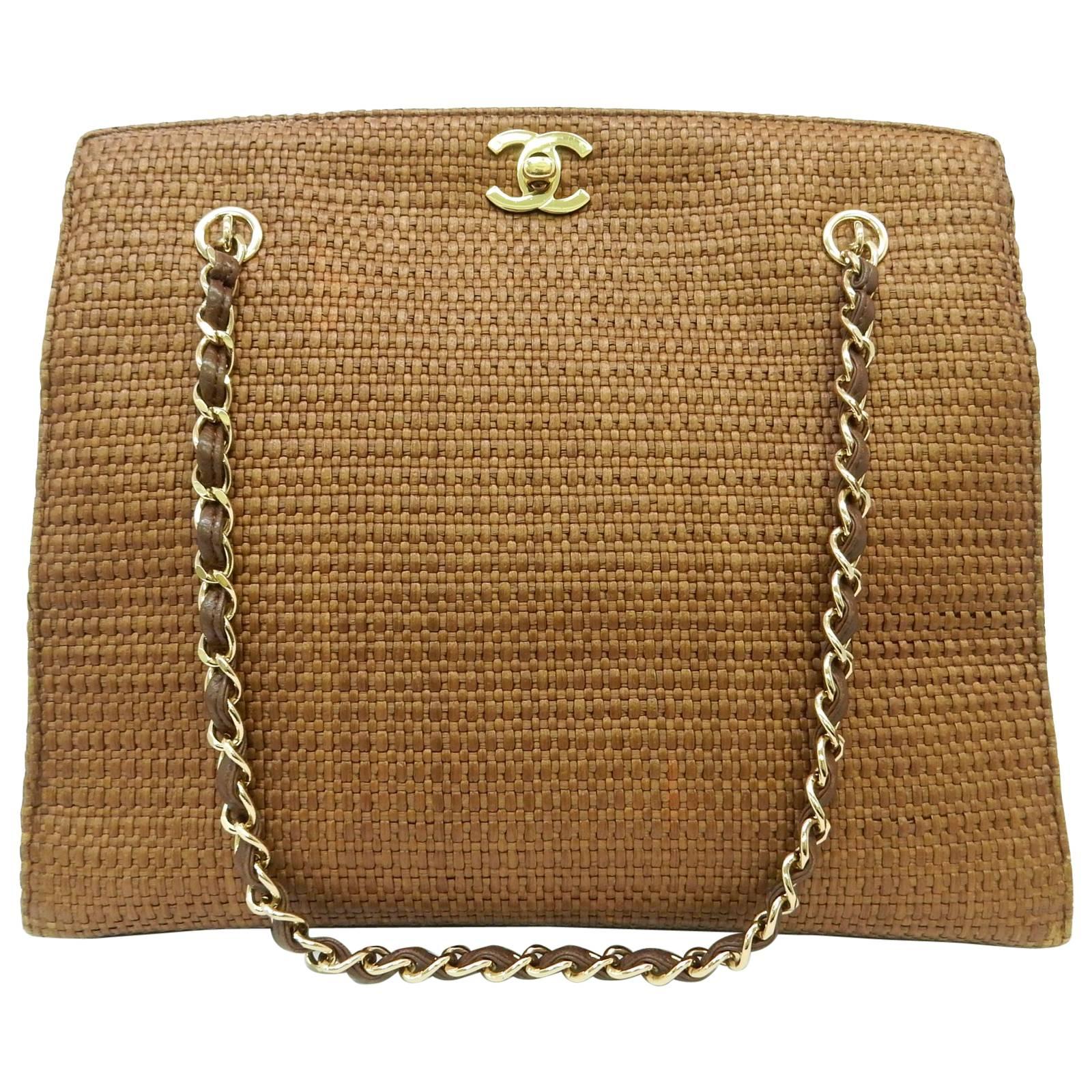 Chanel Brown Bamboo Gold Chain Shoulder Bag