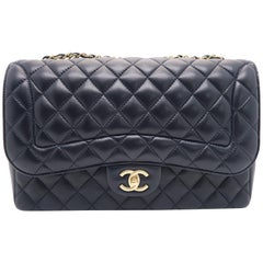 Chanel Blue Quilting Lambskin Leather Gold Metal Chain Shoulder Bag