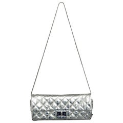 Chanel Silver Metallic Quilted Calf Skin Leather Flap Reissue Shoulder Bag