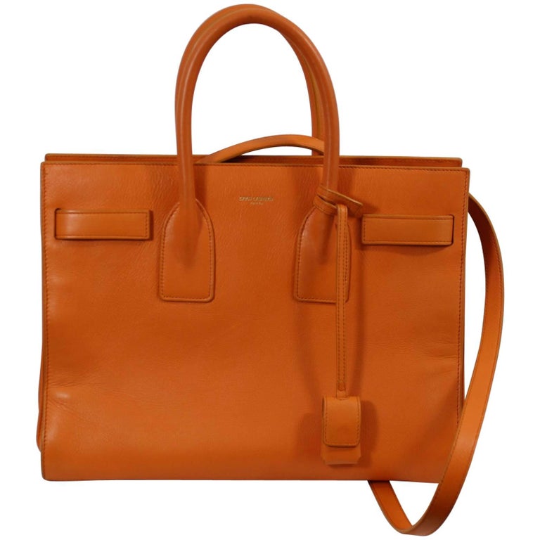 Yves Saint Laurent YSL Sac du jour in orange leather. at 1stDibs