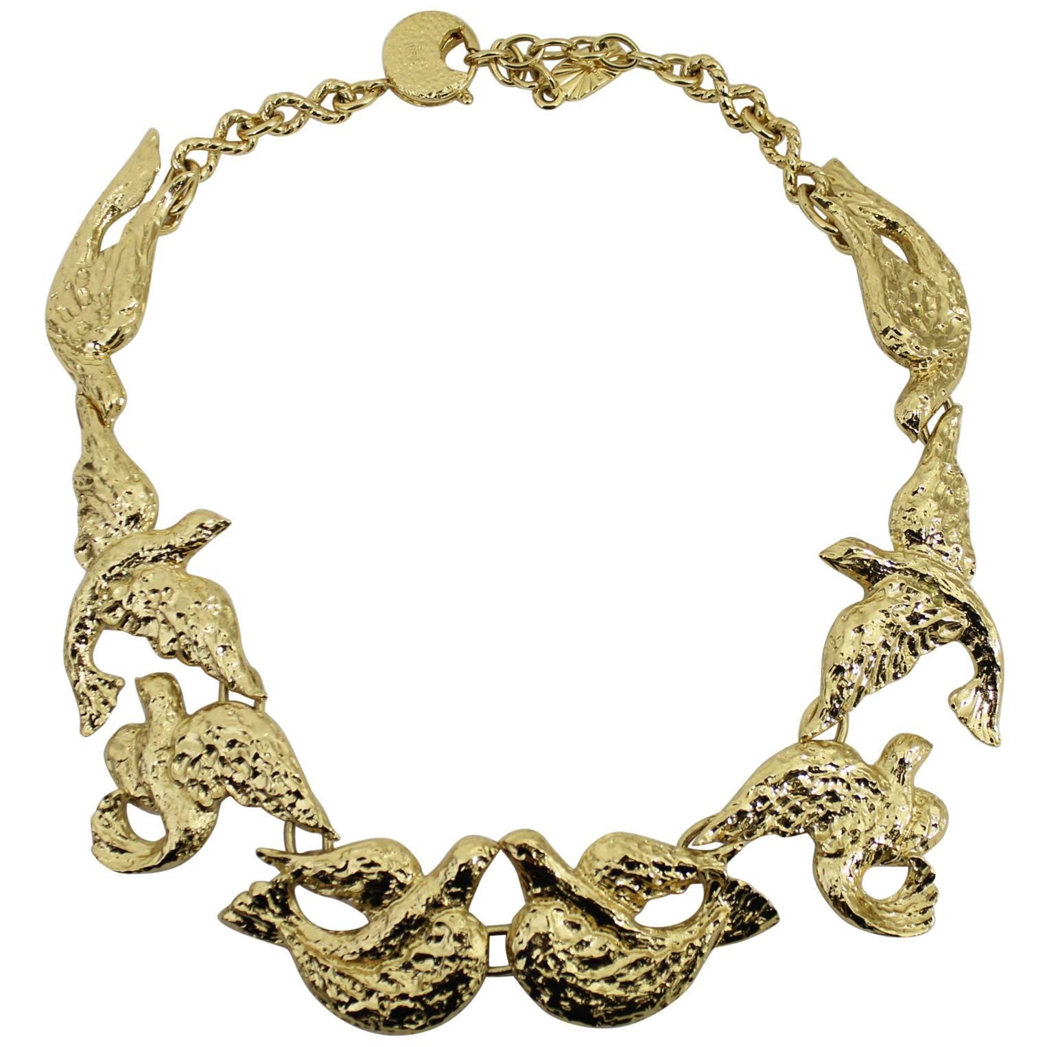 Yves Saint laurent Bids Gold Plated Necklace For Sale