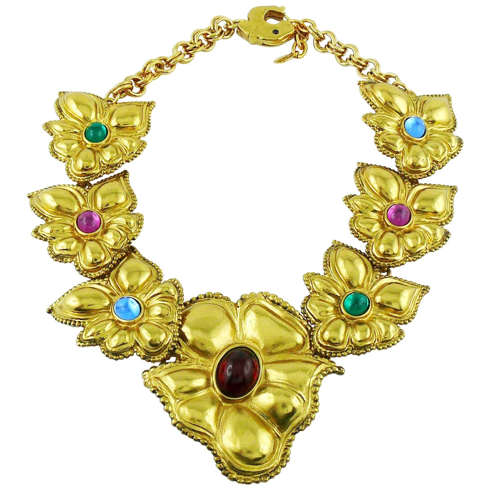 Jean Louis Scherrer Vintage 1980s Statement Floral Necklace