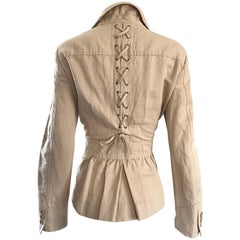Vintage Moschino Cheap & Chic Khaki Safari Style Size 44 Cotton Linen 90s Jacket 11