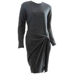 Chic Donna Karan Black Label Dress with Faux Wrap Skirt Alpaca Wool Size 10 90s