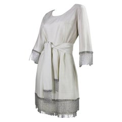 1960's Cream Cocktail Dress with Beaded Fringe