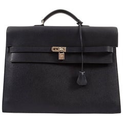 Hermes 2006 Kelly Depeche briefcase in navy blue epsom leather, size 38