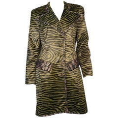 Christian Lacroix Faux Tiger Print and Lace Trench Coat 3