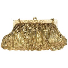 Whiting and Davis Gold Mesh Art Deco Era Clasp Handbang 5