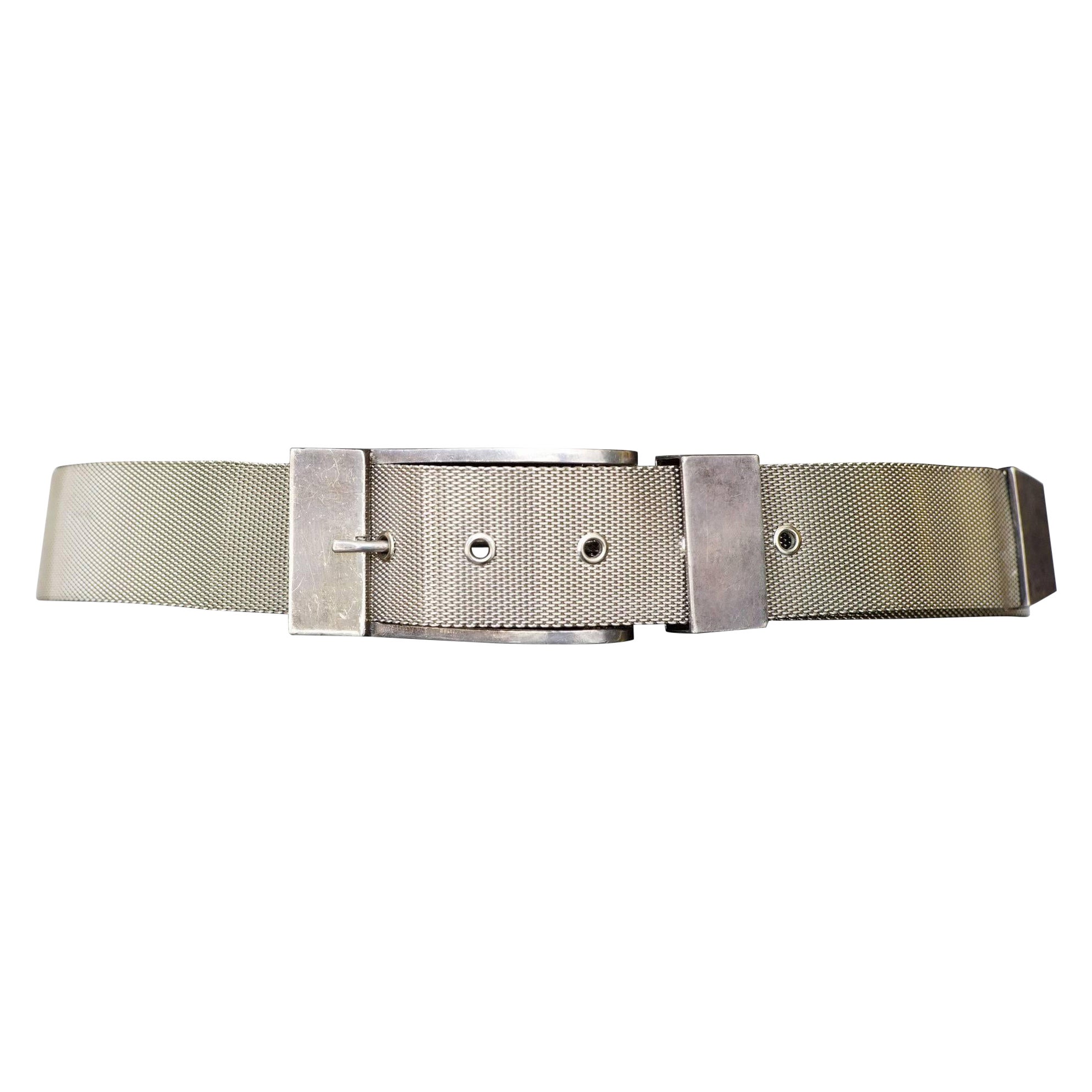 Pat Areias Sterling Silver Metal Mesh Belt  For Sale