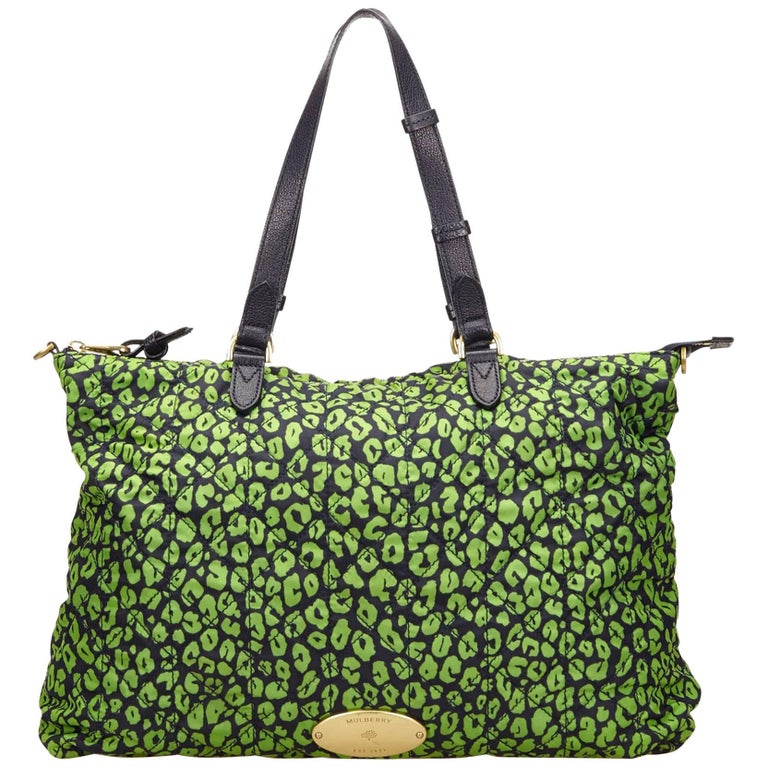 Mulberry Green Quilted Printed Nylon Handbag For Sale at 1stdibs