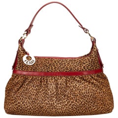 Fendi Brown Leopard Print Pony Hair Shoulder Bag 7