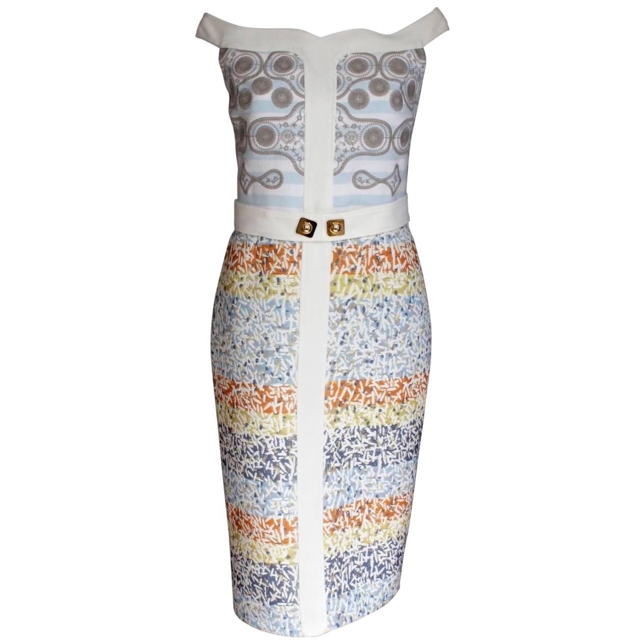 New PETER PILOTTO 'Kara' white print shoulder dress UK 8    For Sale