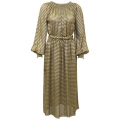 1970s Mollie Parnis Gold Lurex Dress 