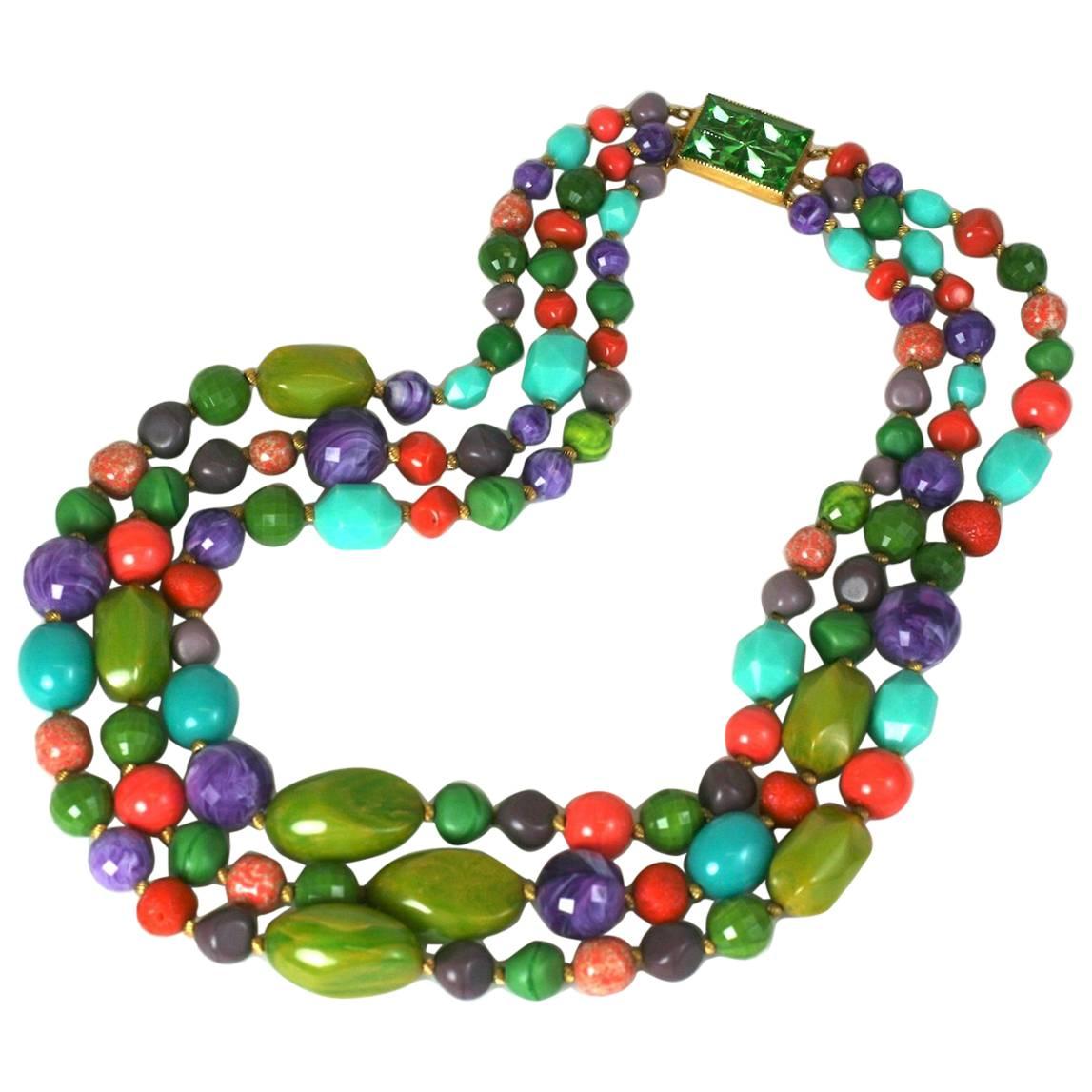 Hattie Carnegie  Muiti Strand Bakelite Bead Necklace For Sale