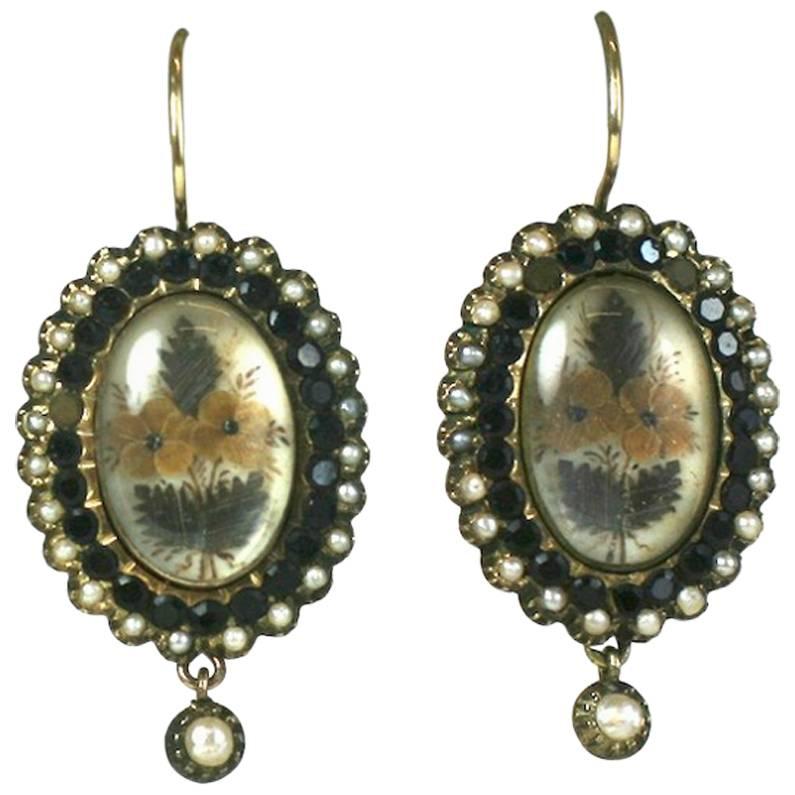 Wonderfully Unusual Victorian Memorial Earrings For Sale