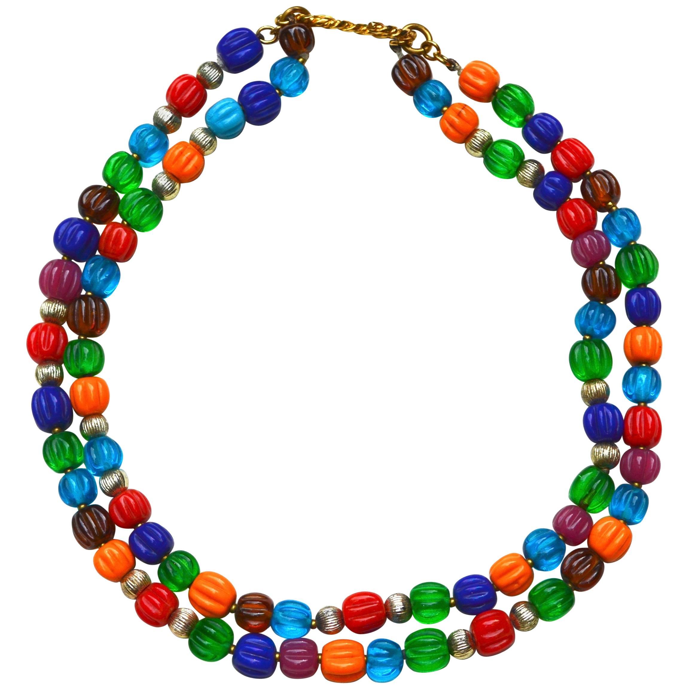 60s Chanel Gripoix Glass Bead Necklace For Sale