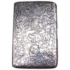 Tiffany & Co. Sterling Engraved Antique Lion Cigarette Cheroot Case