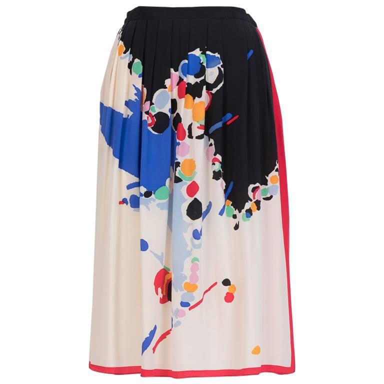 Albert Nipon Silk Printed Skirt / Albert Nipon Silk Printed Scarf For Sale