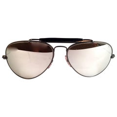 New Vintage Ray Ban Black Outdoorsman 58Mm Full Mirror B&L Sunglasses