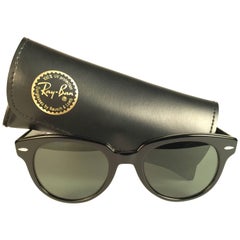 Vintage New Ray Ban Orion Black B&L G15 Grey Lenses USA 80's Sunglasses