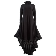 Yohji Yamamoto Spring-Summer 1999 black cotton evening dress with ruffles 7