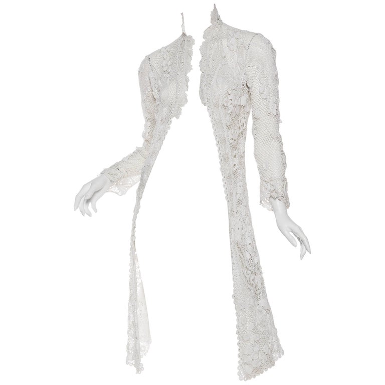 Very Fine Hand Worked Victorian Irish Crochet Lace Jacket at 1stDibs