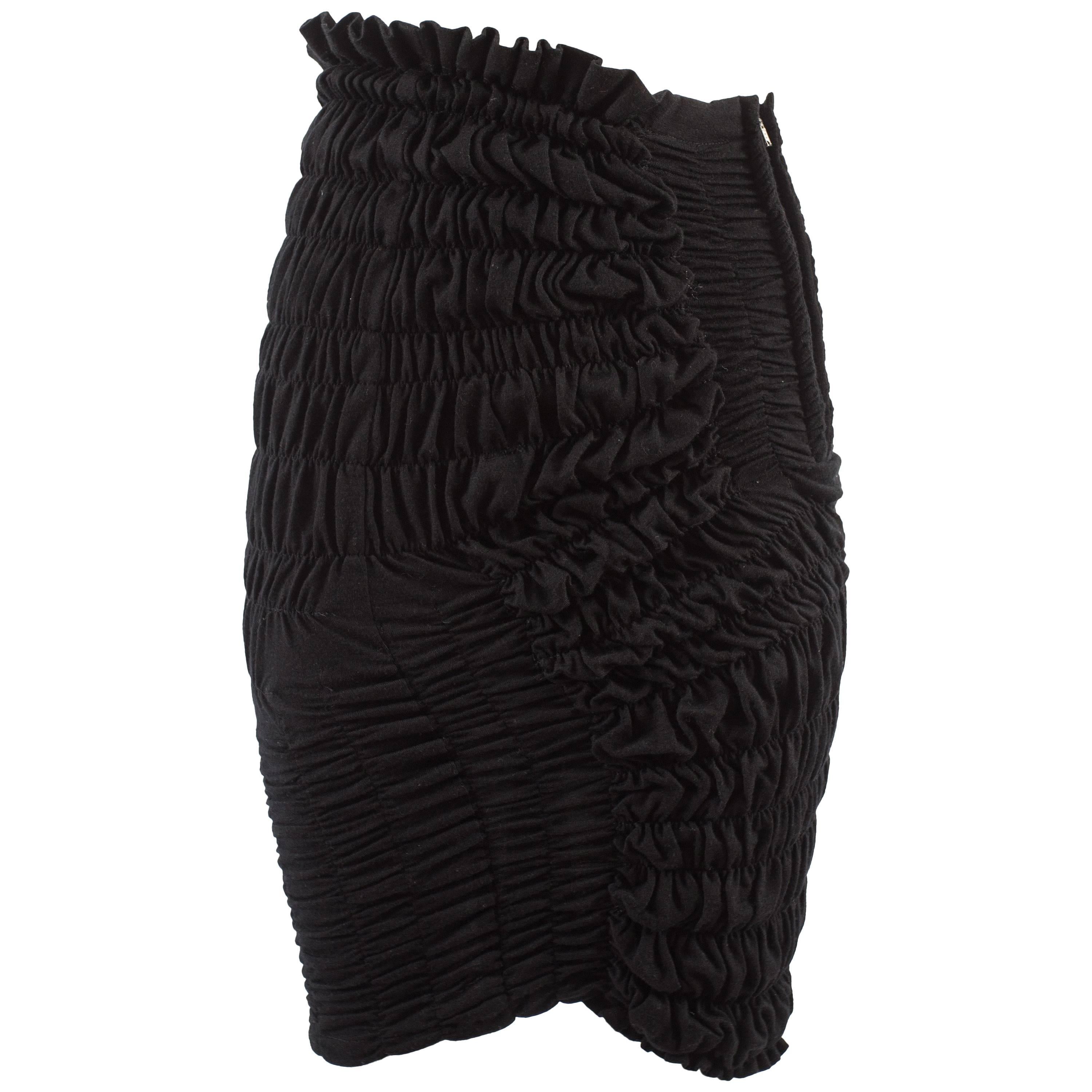 Comme des Garcons Autumn-Winter 1989 black jersey smocked skirt 