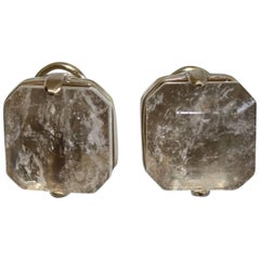Goossens Paris Clear Rock Crystal Baguette Clip Earrings
