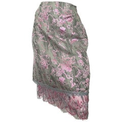 Vintage Christian Lacroix 1990s Metallic with Lace Trim Skirt Size 8. 