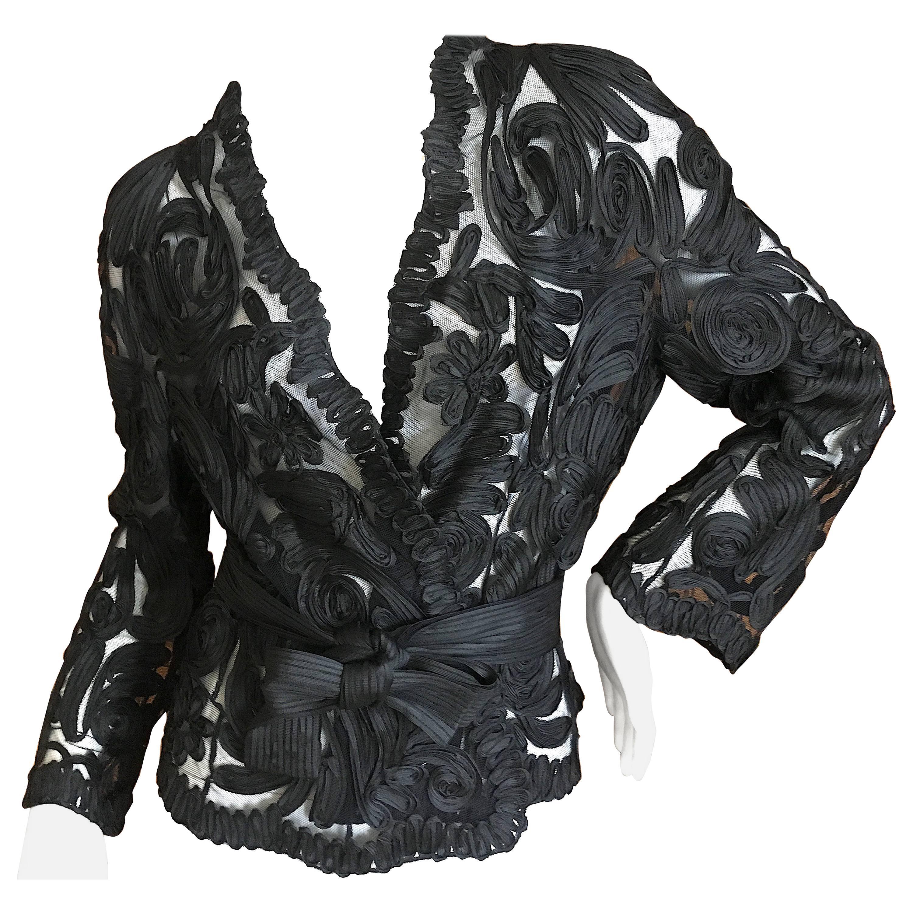 Christian Dior by John Galliano Sheer Black Jacket with Soutache Details